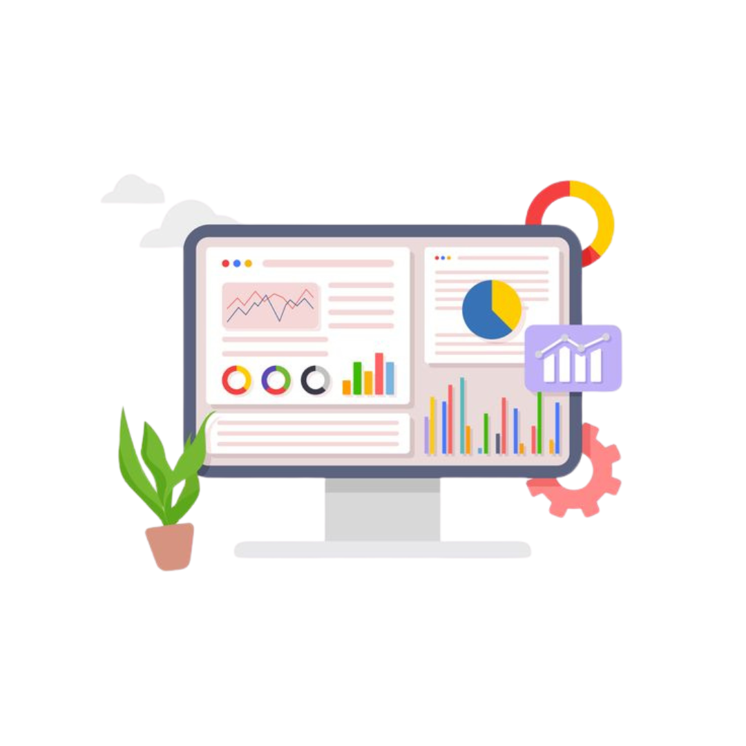 Computer screen displaying SEO graphs, keyword rankings, and performance analytics